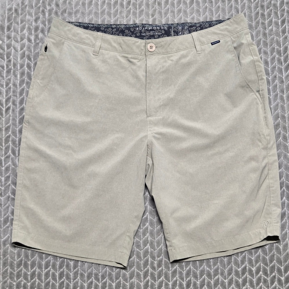 7 Diamonds Mens Dynamic Performance Shorts Tan Khaki Size 36 Stretch Golf Casual